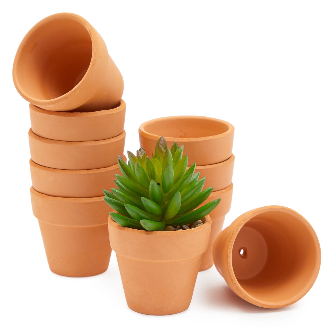 10-Pack 2-Inch Mini Terracotta Pots with Drainage Holes for Succulents, Plants, Herbs, and Flowers, Small Clay Pot Planters for Indoor and Outdoor Gardening, Crafts